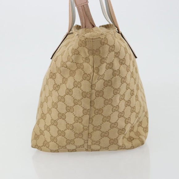 GUCCI GG Canvas Sherry Line Hand Bag Beige Gold 131230 Auth BA12928