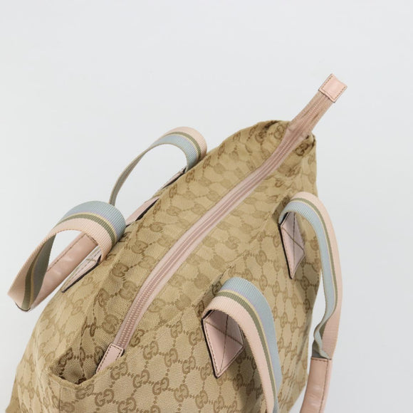 GUCCI GG Canvas Sherry Line Hand Bag Beige Gold 131230 Auth BA12928