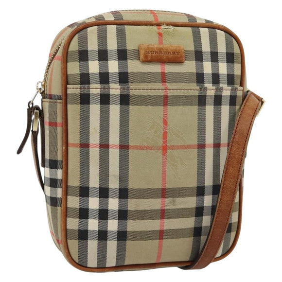 BURBERRY Nova Check Shoulder Bag Canvas Beige Gold Auth BA12930