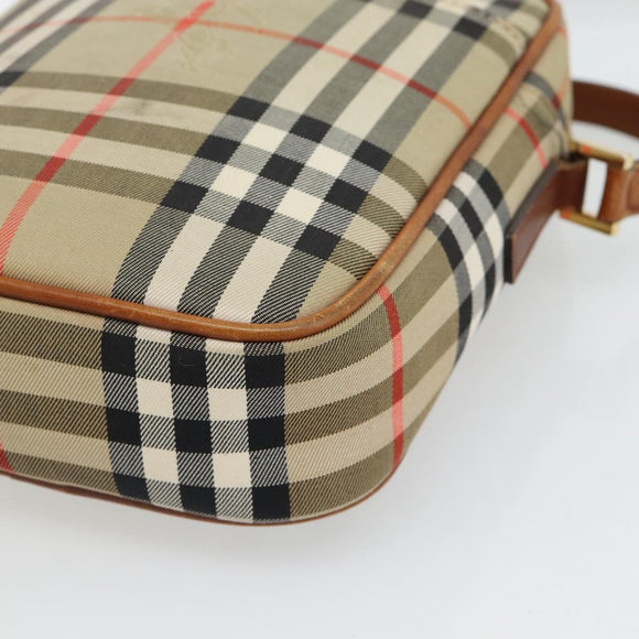 BURBERRY Nova Check Shoulder Bag Canvas Beige Gold Auth BA12930