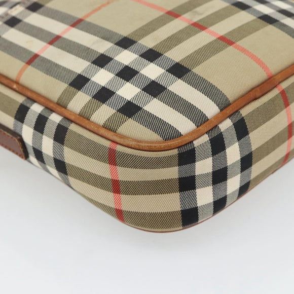 BURBERRY Nova Check Shoulder Bag Canvas Beige Gold Auth BA12930