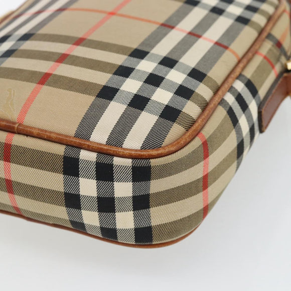 BURBERRY Nova Check Shoulder Bag Canvas Beige Gold Auth BA12930