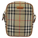 BURBERRY Nova Check Shoulder Bag Canvas Beige Gold Auth BA12930-13