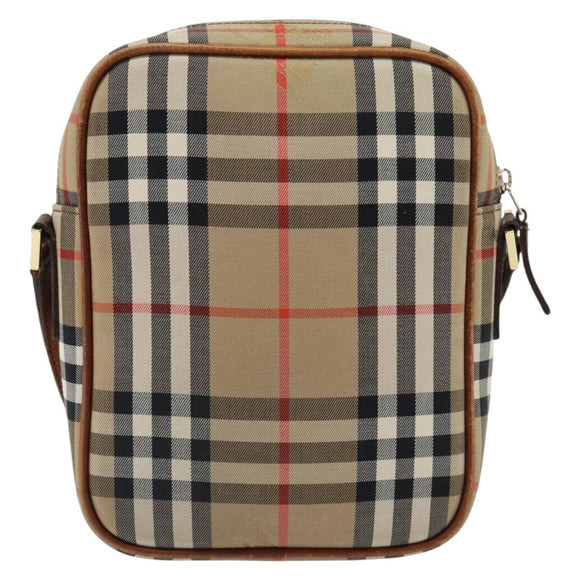 BURBERRY Nova Check Shoulder Bag Canvas Beige Gold Auth BA12930