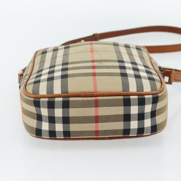 BURBERRY Nova Check Shoulder Bag Canvas Beige Gold Auth BA12930