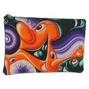 Christian Dior Pouch Nylon Orange Silver Auth BA12933-1