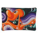 Christian Dior Pouch Nylon Orange Silver Auth BA12933-2
