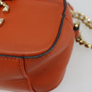 Jimmy Choo Chain Shoulder Pouch Leather Orange Gold Auth BA12938-9