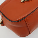 Jimmy Choo Chain Shoulder Pouch Leather Orange Gold Auth BA12938-14