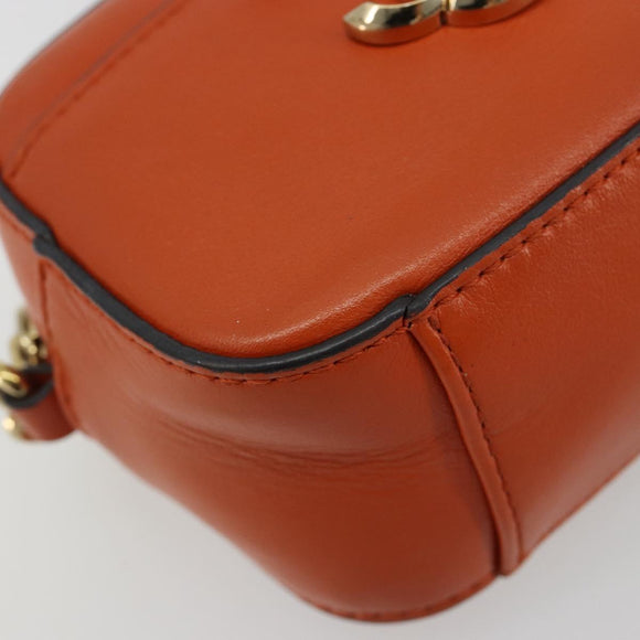 Jimmy Choo Chain Shoulder Pouch Leather Orange Gold Auth BA12938