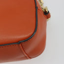 Jimmy Choo Chain Shoulder Pouch Leather Orange Gold Auth BA12938-15