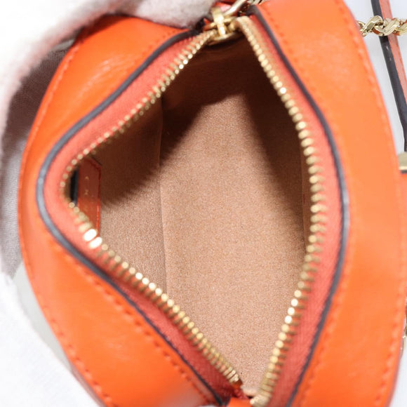Jimmy Choo Chain Shoulder Pouch Leather Orange Gold Auth BA12938