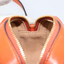 Jimmy Choo Chain Shoulder Pouch Leather Orange Gold Auth BA12938-21