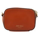 Jimmy Choo Chain Shoulder Pouch Leather Orange Gold Auth BA12938-2