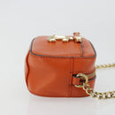 Jimmy Choo Chain Shoulder Pouch Leather Orange Gold Auth BA12938-3