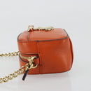 Jimmy Choo Chain Shoulder Pouch Leather Orange Gold Auth BA12938-4