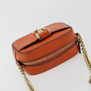 Jimmy Choo Chain Shoulder Pouch Leather Orange Gold Auth BA12938-6