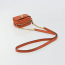 Jimmy Choo Chain Shoulder Pouch Leather Orange Gold Auth BA12938-7