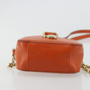 Jimmy Choo Chain Shoulder Pouch Leather Orange Gold Auth BA12938-5