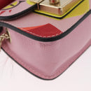 FURLA Chain Hand Pouch Leather Pink Gold Auth BA12939-9
