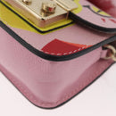 FURLA Chain Hand Pouch Leather Pink Gold Auth BA12939-14