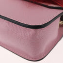 FURLA Chain Hand Pouch Leather Pink Gold Auth BA12939-16