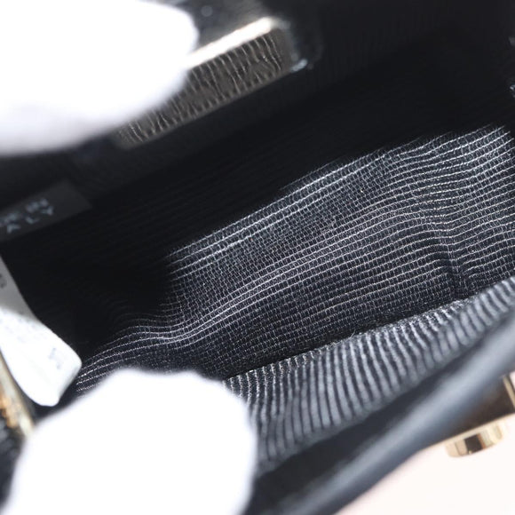 FURLA Chain Hand Pouch Leather Pink Gold Auth BA12939
