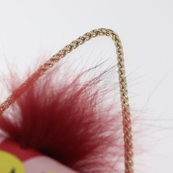 FURLA Chain Hand Pouch Leather Pink Gold Auth BA12939