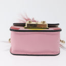 FURLA Chain Hand Pouch Leather Pink Gold Auth BA12939-5
