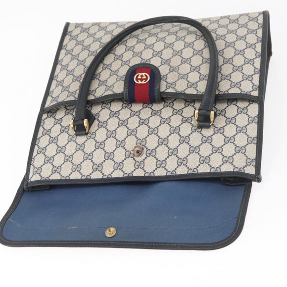 GUCCI GG Supreme Draagtas PVC Marinegoud Auth BA12940