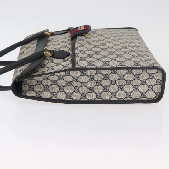 GUCCI GG Supreme Draagtas PVC Marinegoud Auth BA12940