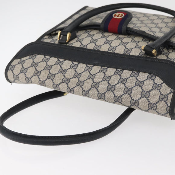 GUCCI GG Supreme Draagtas PVC Marinegoud Auth BA12940
