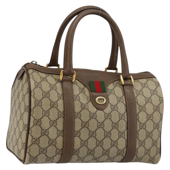 GUCCI GG Supreme Web Sherry Line Bag PVC Beige Gold 40 02 006 Auth BA12941