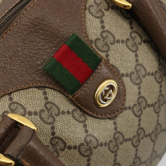 GUCCI GG Supreme Web Sherry Line Bag PVC Beige Gold 40 02 006 Auth BA12941