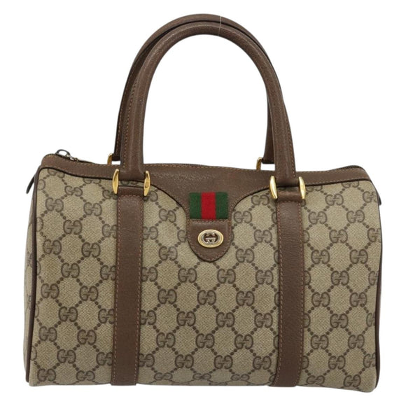 GUCCI GG Supreme Web Sherry Line Bag PVC Beige Gold 40 02 006 Auth BA12941