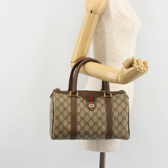 GUCCI GG Supreme Web Sherry Line Bag PVC Beige Gold 40 02 006 Auth BA12941