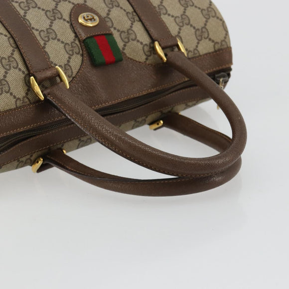 GUCCI GG Supreme Web Sherry Line Bag PVC Beige Gold 40 02 006 Auth BA12941