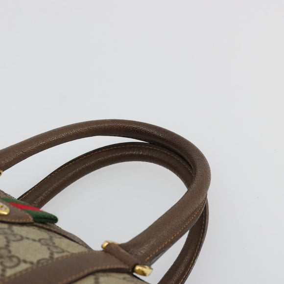 GUCCI GG Supreme Web Sherry Line Bag PVC Beige Gold 40 02 006 Auth BA12941