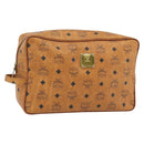 MCM Vicetos Logogram Clutch Bag PVC Brown Gold Auth BA12942-1
