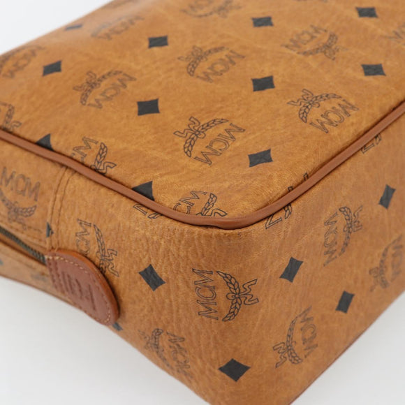 MCM Vicetos Logogram Clutch Bag PVC Brown Gold Auth BA12942