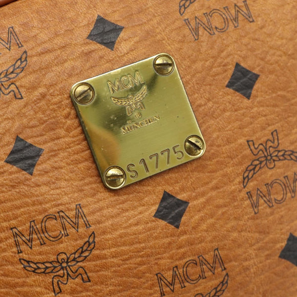 MCM Vicetos Logogram Clutch Bag PVC Brown Gold Auth BA12942