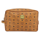 MCM Vicetos Logogram Clutch Bag PVC Brown Gold Auth BA12942-13