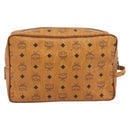 MCM Vicetos Logogram Clutch Bag PVC Brown Gold Auth BA12942-2