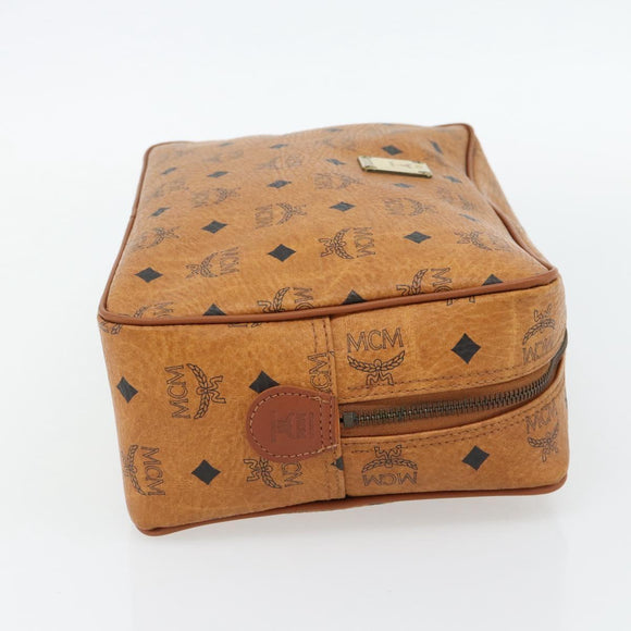 MCM Vicetos Logogram Clutch Bag PVC Brown Gold Auth BA12942