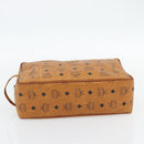 MCM Vicetos Logogram Clutch Bag PVC Brown Gold Auth BA12942-6