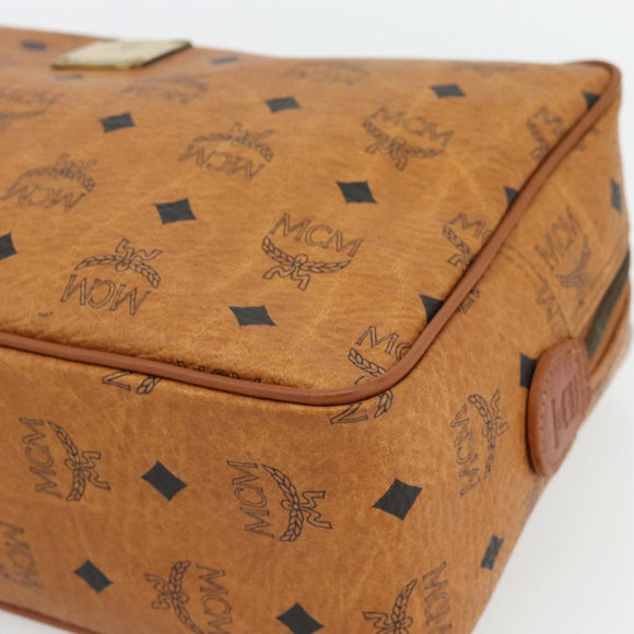 MCM Vicetos Logogram Clutch Bag PVC Brown Gold Auth BA12942