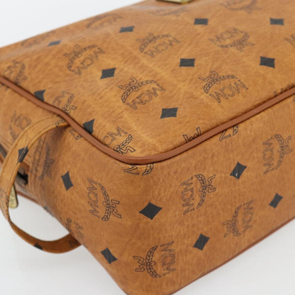 MCM Vicetos Logogram Clutch Bag PVC Brown Gold Auth BA12942