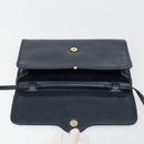 GUCCI Schultertasche Leder Navy Gold Auth BA12947-9