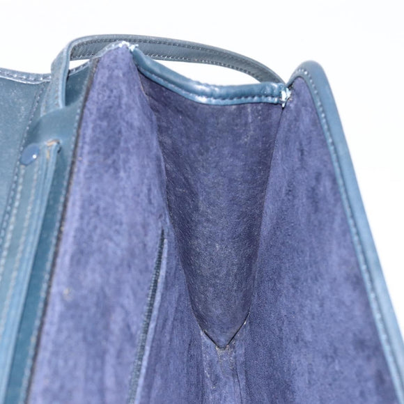 GUCCI Schultertasche Leder Navy Gold Auth BA12947