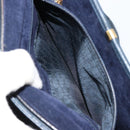 GUCCI Schultertasche Leder Navy Gold Auth BA12947-11